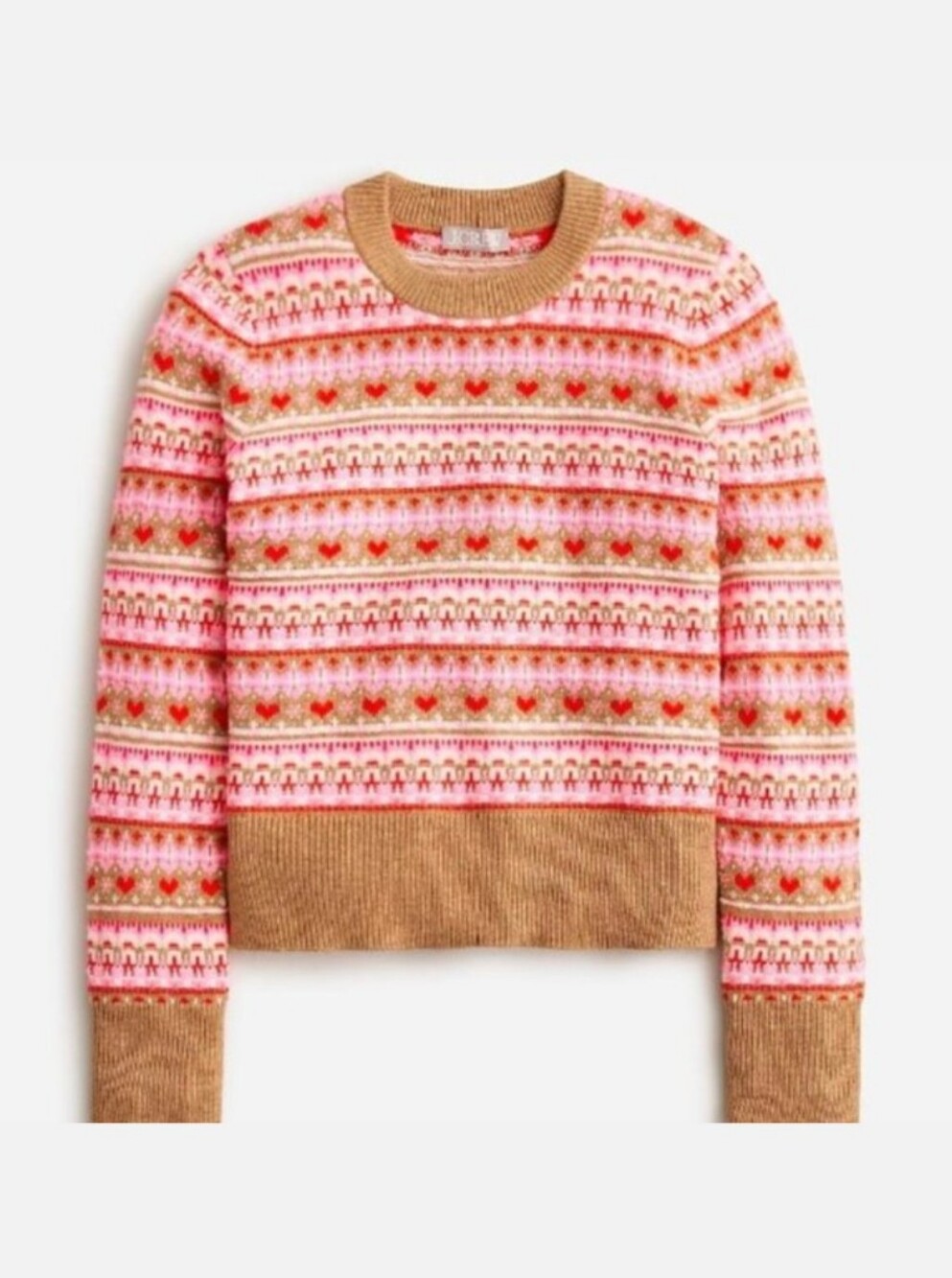 J. Crew Shrunken Fair Isle Heart Sweater Wool Blend - Picture 1 of 7